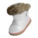 MINBEI Baby Girls Soft Leather Booties Winter Snow Boots Waterproof for Toddler Girls Pink White Rose Gold Brown 11 UK Child S411 White