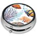 Colorful Fish Round Pill Box | 3 Compartment Mini Travel Pill Organizer for Vitamins & Medications - Buy Online on GoSupps.com