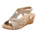 XTZ YGLD Women Bohemian National Style Open Toe Summer Comfortable Vacation Sandals Travel Slope Heel Roman Sandals Clog Sandals for Women Gold 8 UK Wide