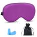 Sleep Mask for Women Men Silk Eye Mas Blindfold with Adjustable Strap Carry Pouch Earplugs Breathable&Soft Eye Cover Night Mask for Sleeping Travel Yoga Airplane (Purple)