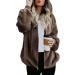 Warm Plush Hooded Winter Coat for Women | Zip Up Drawstring Jacket in Brown | Plus Size 5X-Large - Buy Online on GoSupps.com