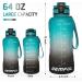 GEMFUL 64oz Cyan Water Bottle with Straw, Time Marker | Leakproof Motivated Water Jug for Home & Office - Buy Online on GoSupps.com