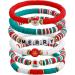 VSILAY 6/7PCS Bohemian Colorful Bracelet Stack - Soft Tone Elastic Wrist Chains with Letter & Pearl | Trendy Jewelry for Women - Buy Online on GoSupps.com