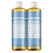 Dr. Bronners - Pure-Castile Liquid Soap (Baby Unscented, 16 ounce, 2-Pack) - Made with Organic Oils, 18-in-1 Uses: Face, Hair, Laundry and Dishes, For Sensitive Skin and Babies, No Added Fragrance