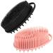 ONLYFU 2PCS Silicone Loofah for Body Wash  2 in 1 Exfoliating and Massaging Hair Body Scrubber  Skin-Friendly Scalp Massager (Black and Pink)