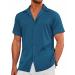 COOFANDY Men's Casual Button Down Shirts Short Sleeve Regular Fit Fashion Camp Beach Shirts Tops Lake Blue X-Large