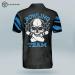 LASFOUR Custom Skull Bowling Team Polo Shirts - Personalized Short Sleeve Bowling Polo in Blue Skull Design - Buy Online on GoSupps.com
