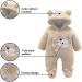 Puseky Newborn Baby Cartoon Bear Snowsuit Winter Coat | Fleece Hooded Footed Romper Jumpsuit | Unisex Baby Winter Clothes Bodysuit 6-9 Months Khaki - Buy Online on GoSupps.com