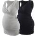 ZUMIY Maternity Nursing Top - Women's V Neck Ruched Waist Double Layered Tank - S Black+Grey/2-Pack - Buy Online on GoSupps.com