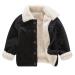 Volunboy Toddler Corduroy Sherpa Jacket Fleece Lining Coat Lapel Button Down Thicked Warm Outwear for Baby Boys Girls 3-4 Years Black