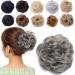 Hair Bun Scrunchy Scrunchie Hair Extensions Chignon Hair Donut Hairpieces Curly Wavy Ponytail Hair Ribbon - Dark Grey(40g) 40 g Dark Grey