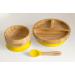 Nohla Bamboo Baby & Toddler Suction Plate Bowl Set | Eco-Friendly BPA-Free Weaning Set with Silicone Spoon | Secure Suction Ring for Smooth Surfaces - Yellow - Buy Online on GoSupps.com