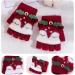 Kids Puppy Flip Top Gloves | Short Knitted Half Finger Gloves for Toddlers 3-8 Yrs - Elk/Red - Buy Online on GoSupps.com