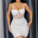Shop Beaded Lace Strap Camisole Hip Skirt Dress - Spring Knitted Sexy Back Dance Dress for Teenagers - White S - Buy Online on GoSupps.com