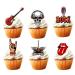 18pcs Rock and Roll Cupcake Toppers for Boys Girls Adult Born to Rock Roll Rockstar Party Decorations Supplies Guitar Music 80s Cake Decorations