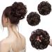 SARLA 2PCS Messy Hair Bun Hair Piece Small Scrunchies Synthetic Bun Hairpieces for Women Girls Updo Hair Extensions (Chocolate Brown) Chocolate Brown-2PCS