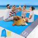 Beach Blanket, Beach Mat Sand Free Waterproof 79" X 83" Suitable for 4-7 Adults, Waterproof Lightweight Picnic Blankets for Travel, Camping, Hiking Small Blue/Grey