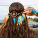 Campsis Indian Peacock Feather Headbands Boho Princess Head Chain Bule Adjust Headdress Handmade Rope Hair Accessories for Women and Girls (D)
