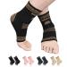 Copper Ankle Brace Pack of 2, Copper Infused Compression Ankle Sleeve Support for Women and Men Plantar Fasciitis, Sprained Ankle, Achilles Tendon, Pain Relief, Recovery, Running, Exercise Medium Golden Black