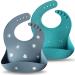 Moonkie Silicone Baby Bibs Set Of 2 BPA Free Waterproof Soft Durable Adjustable Silicone Bibs for Babies & Toddlers(Tradewinds/Teal)