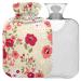 Naanle hot water bottle with cover red spring flowers Transparent hot water bottle heat bottle for back pain relief handfoot warmer neck hot and cold therapy 2l