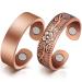 Lymphatic Drainage Copper Rings for Women, Lymphatic Drainage Magnetic Ring, Magnetic Lymph Detox Ring 100% Pure Copper Jewelry Gift (Vintage Flower & Uncoated Smooth)