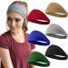 6 Pieces Headbands for Women Elastic Yoga African Head Wraps Stretchy Sweat Boho Hair Band for Girls Workout Running (Black, Dark Blue, Light Grey, Khaki, Atrovirens, Wine Red)