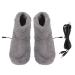 Heated foot warmth shoes heated foot warmers with USB charging soft relaxing electric plush heat shoes for cold winter (gray)