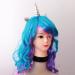 Gazechimp Women's Long Curly Wave Wig - Colorful Synthetic Hair with Silver Horn | International Shipping - Buy Online on GoSupps.com