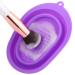 DUcare Make Up Brush Cleansing Pad - Upgrade Silicone Makeup Brush Cleaner Mat Large Area Bowl Adjustable Foldable Cosmetic Brush Cleaning Scrubber (Purple)