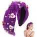 Love Heart Knotted Headband - Pink Top Knot Headband High Skull Pearl Love Heart Headband | Sophisticated Valentine's Day Headband Rhinestone Crystal Jeweled Embellished Hairband for Women Purple - Buy Online on GoSupps.com