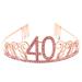 Frcolor 40th Birthday Tiara Crystal Rhinestone Crown Princess Crown and Tiaras for Women(Rose Gold) Pic 1