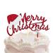 Merry Christmas Cake Topper Red Glitter Christmas Hat Topper Xmas Holiday Cake Picks for Christmas Party Birthday Wedding Decorations