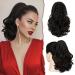 Sofeiyan ponytail extension 28cm Klaue clip in ponytail hair extensions briefly curly corrugated ponytail extensions synthetic hair part for women black/medium -chestnut brown mix