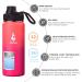Farsea Insulated Water Bottle with Paracord Handle, Silicone Boot, 2 Lids - Stainless Steel, Double Wall, BPA-Free - 18 oz Coral/Punch - Buy Online on GoSupps.com