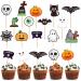 Halloween Cupcake Topper Picks 28 Pcs Pumpkins Ghosts Spiders Bats Cat Skeletons Food Toothpicks Decor for Halloween Birthday Party