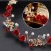 Drokit Red Crystal Flower Tiara Headpiece for Wedding - Elegant Bridal Forehead Accessory - Buy Online on GoSupps.com