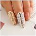 Dervivea Crystal Lightning Fingertip Ring Gold Cz Finger Nail Rhinestones Statement Nail Rings Lightning Finger Ring Nail Jewelry for Women and Girls(Gold lightning)