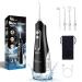 Cordless Water Dental Flosser Oral irrigator JNGOODS 310ml Rechargeable Water flosser for Teeth IPX7 Waterproof 4 Modes Portable Irrigate with 4 Jet Tips Travel Home use (Black)