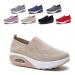 LINJIENIUXHA Air Cushioned Slip On Walking Shoes Orthopedic Diabetic Walking Shoes Women's Wedges Casual Mesh Air Cushioned Walking Shoes (Khaki 6) Khaki 6