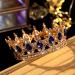 Vintage Royal Queen Teardrop Rhinestone Diadem Tiaras Crown - Gold Blue | Perfect for Pageants, Proms, Weddings - Buy Online on GoSupps.com
