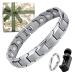 DGUSO Magnnet hard band men 1 piece ring 1 piece magnetic hardship titan steel bracelet men Men magnetic bracelet men magnetic bracelets magnetic jewelry with bracelet adjuster and gift box (silver)