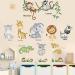 decalmile Jungle Animals Wall Decals Monkey Elephant Lion Giraffe Wall Stickers Baby Nursery Kids Room Living Room Wall Decor