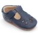 Dotty Fish Leather T-bar First Walking Shoes for Baby and Toddler Girls, Non-Slip, Size 6 UK Child, Navy T Bar - Buy Online on GoSupps.com