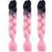 LDMY Ombre Black to Pink Braiding Hair - 6pcs 24 Inch Synthetic Extensions for Women - 100g per Pack - Buy Online on GoSupps.com