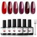 Modelones Gel Nail Polish Set 6 Colors Red Glitter Gel Polish Burgundy 9D Cat Eye Gel Nail Polish with Magnet Chameleon Shimmer Magnetic Gel Polish Set Nail Art DIY Salon Home for Women