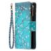 Miagon 9 Card Slots Wallet Case for iPhone 15 Plus Colorful Zipper Wallet Cover PU Leather Magnetic Flip Folio Wrist Strap Stand Protective Bumper Blue Flower iPhone 15 Plus Blue Flower