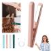 Mini Dual-purpose Curling Iron ceramic mini hair curler for short hair 2-in-1 USB Mini Curling Wand Flat Iron Hair Straightener Portable Hair Travel Curling Wand (Pink)