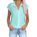 Women Summer Linen Loose Fit Blouses Solid Tops Ladies Cute T Shirt Casual Party Evening Wedding Short Sleeve Tunic Top V Neck Oversized Tshirt 3831-qppoj-b-mintgreen XXL