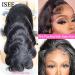 ISEE Hair 22 Inch Transparent Body Wave Human Hair Lace Front Wig - 250% Density, Pre-Plucked with Baby Hair - Natural Color, for Black Women - Buy Online on GoSupps.com